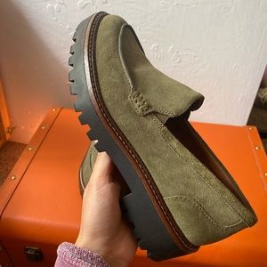 Caslon Army green suede loafers